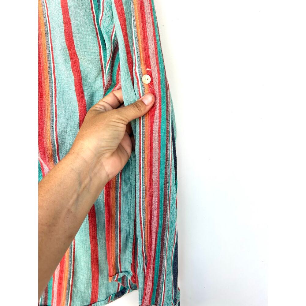 Ralph Lauren Vintage Striped Button Down Shirt Teal Oversized 2X XXL Classic - Picture 7 of 7